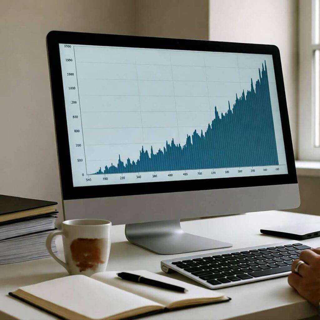 Tilted chart on coffee-stained desk, rising breaches.