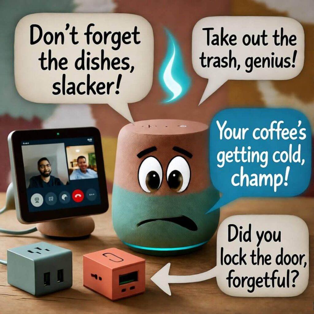 Sassy speaker roasts my messy life.