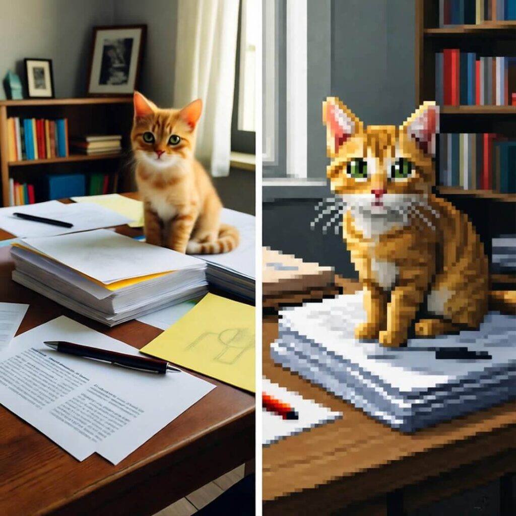 AI tidies desk, cat remains.