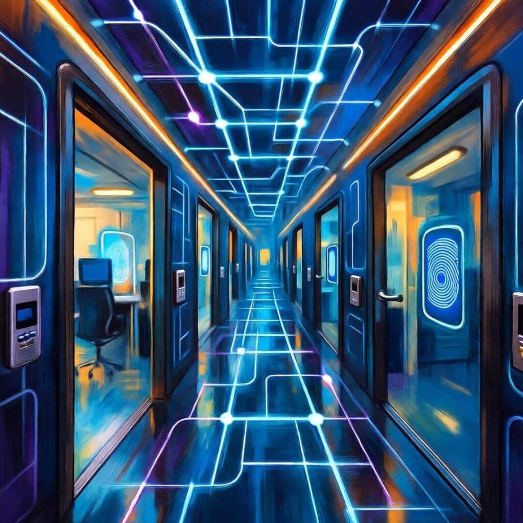 Cyberpunk doors from spilled coffee.