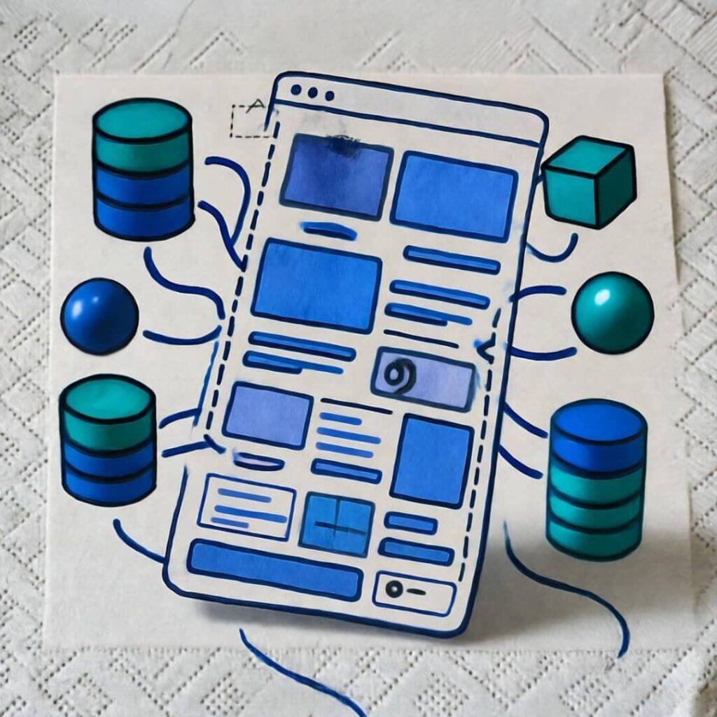 Napkin doodle: awkward frontend-backend tango.