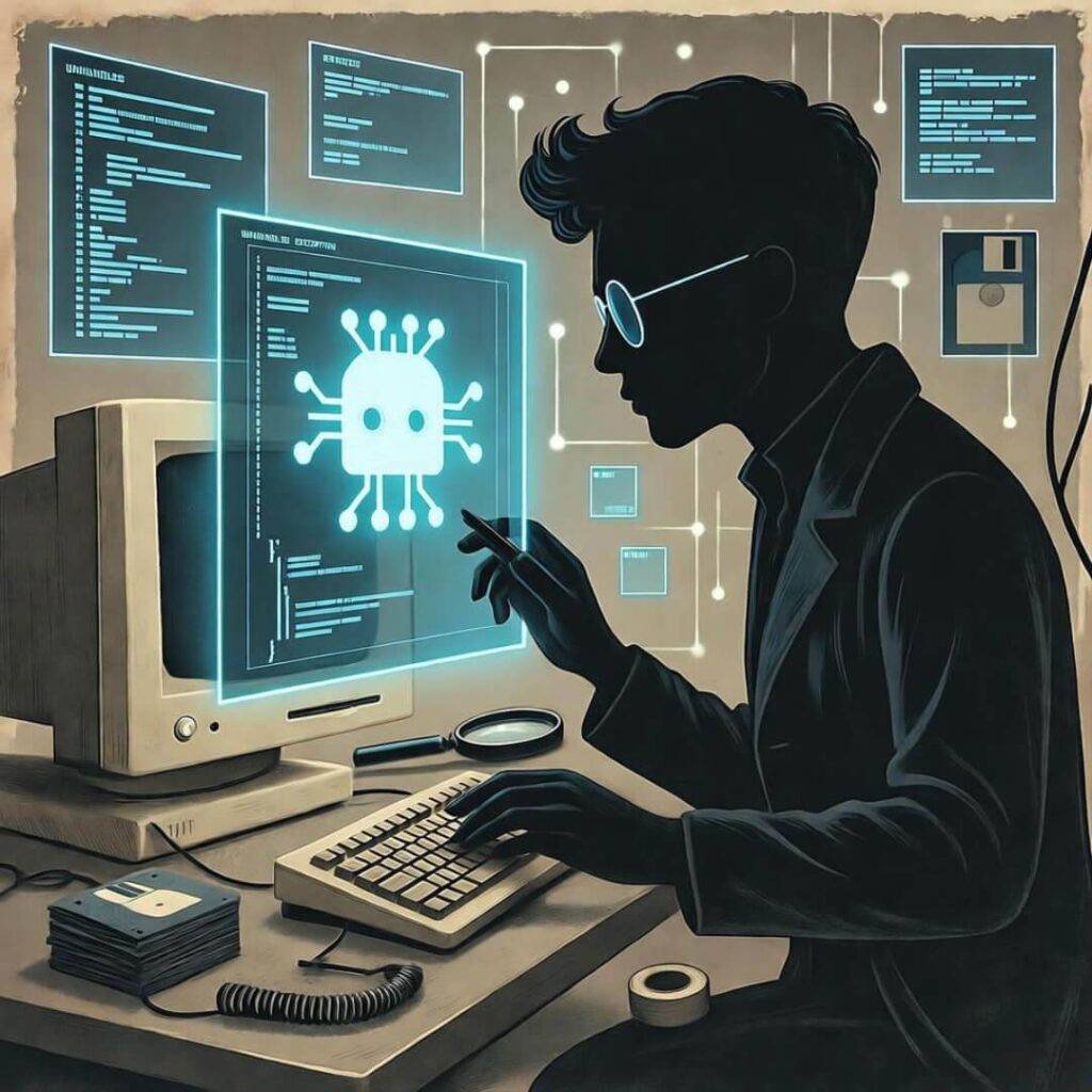 Retro AI analyst vs. malware chaos.