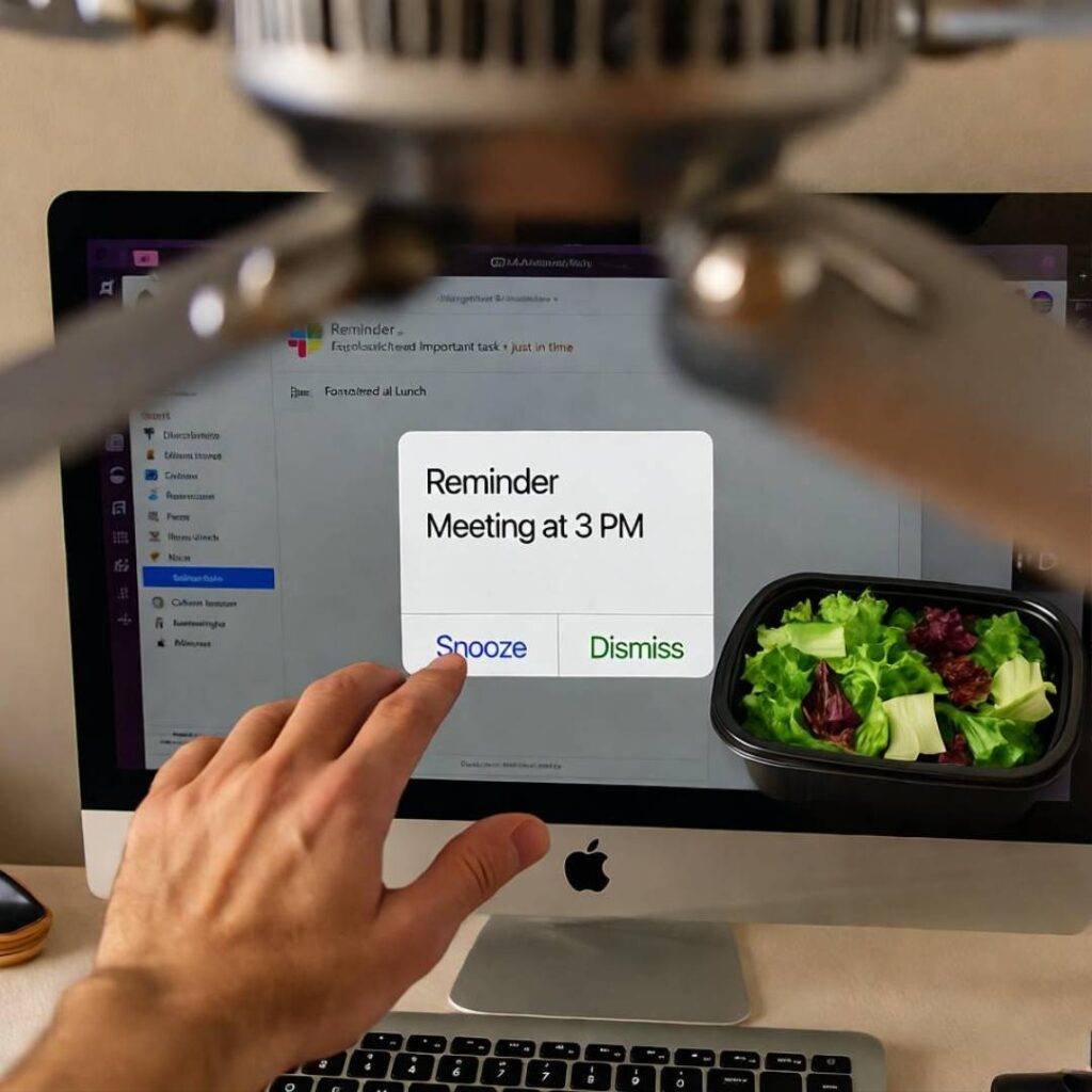 Hand sets Slack reminder, lunch wilts.