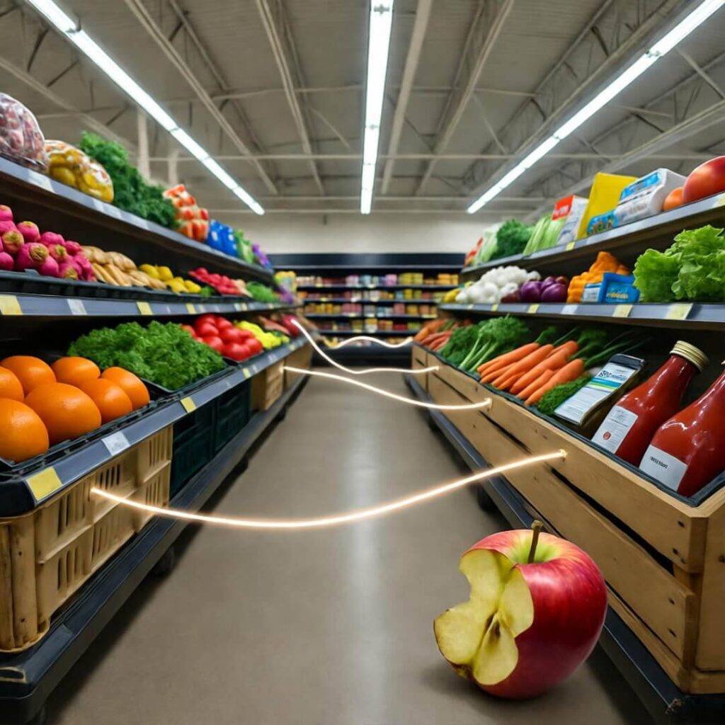 Apple node links grocery crates.