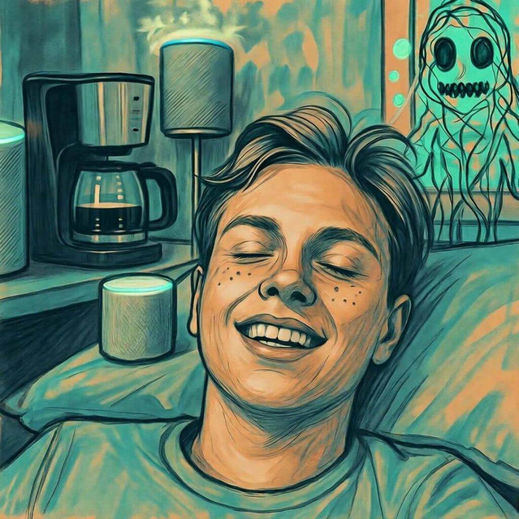 Blissed-out with cord ghost lurking.