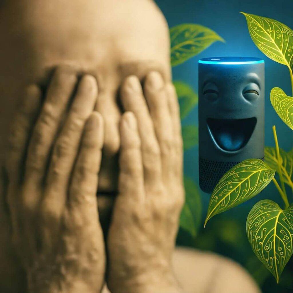 Alexa laughs, plants wilt in despair.