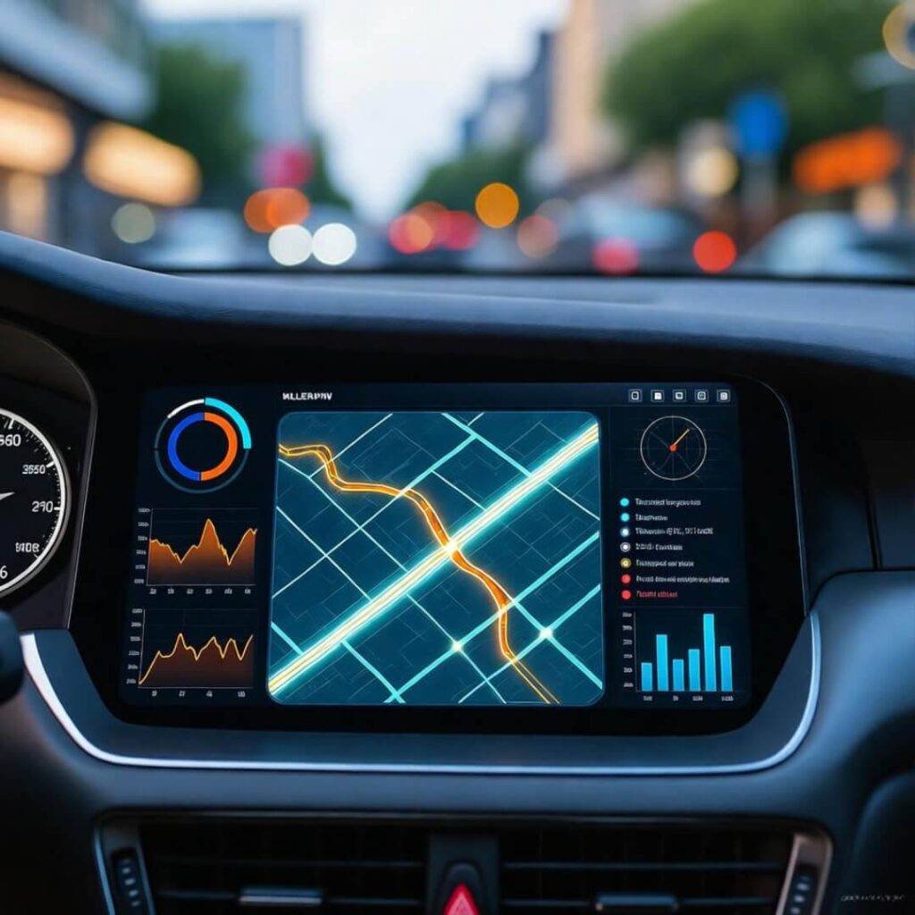 Glowing maps predict traffic flow.