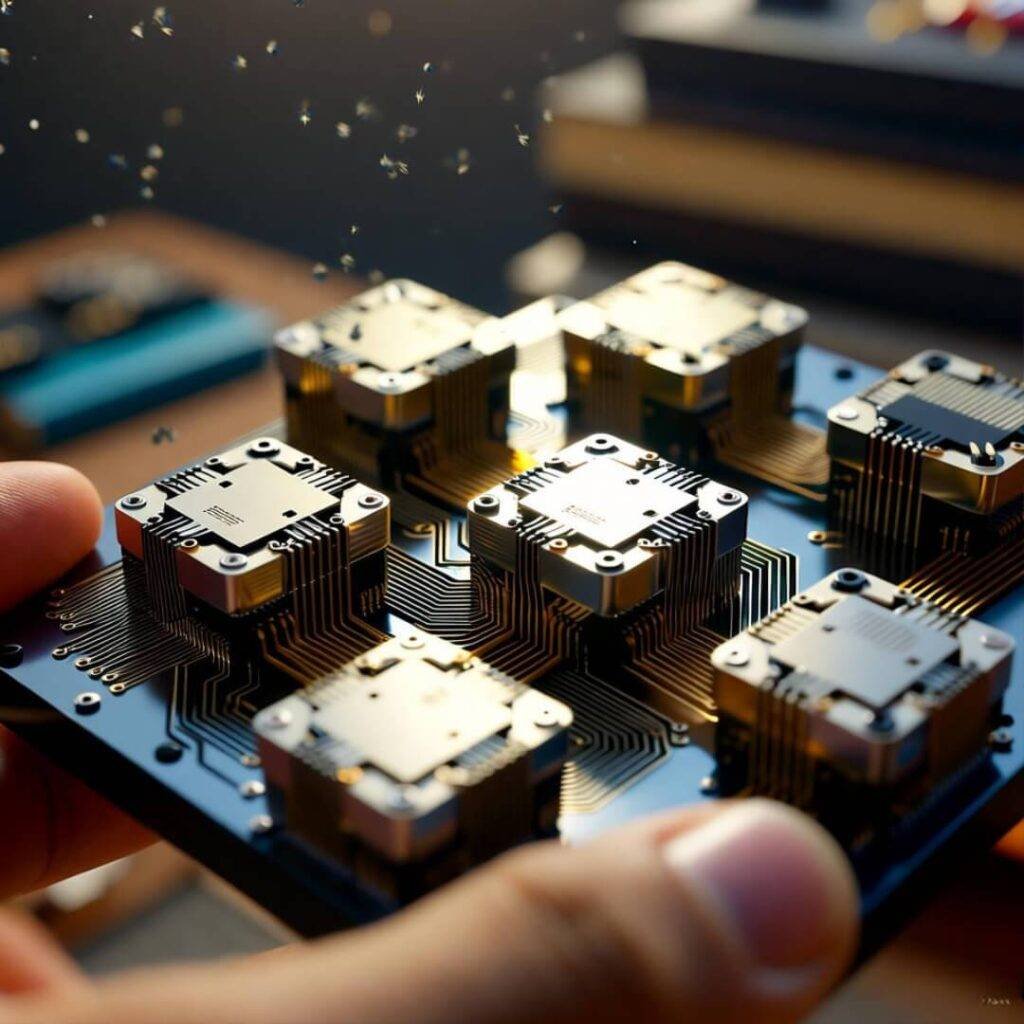 Hands holding glowing qubits close-up.