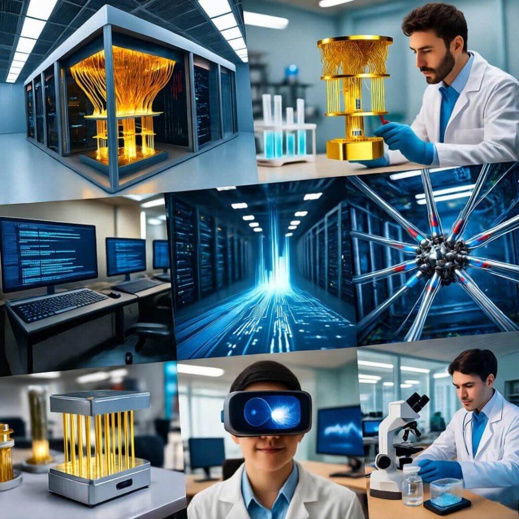 Skewed collage of quantum industries.